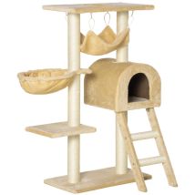 Cat Tree For Indoor Cats Scratching Post W/ Hammock House Bed Basket Pawhut
