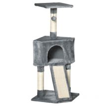 Pawhut Multi-level Cat Tree Sisal Scratching Post Condo With Ladder Grey