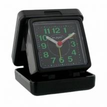 Widdop Quartz Travel Alarm Clock - Compact & Portable Black Case