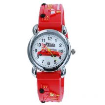 Relda Red 3d Fire Engine Analogue Children's Watch - Red Silicone Strap