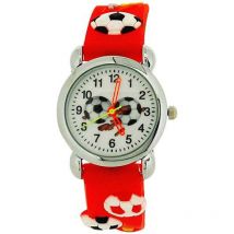 Relda Children's Analogue 3d Soccer Football Watch - Red Silicone Strap
