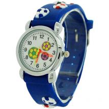Relda Blue Silicone Strap Analogue Boys' Watch - 3d Football Dial