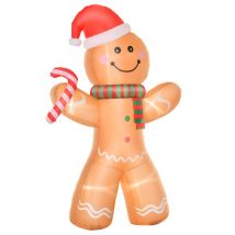 Homcom 2.4m Polyester Inflatable Gingerbread Man Christmas Decoration - Lighted Indoor Outdoor