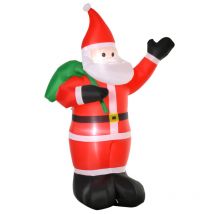 Homcom 8ft Inflatable Santa Christmas Decoration With Led Lights - Indoor/outdoor 190t Polyester