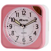 Ravel Pink Small Square Quartz Travel Alarm Clock - Compact & Portable