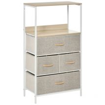 Homcom 4 Fabric Drawer Storage Unit With Shelves - White