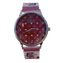 Relda Brown Star Pattern Silicone Strap Analogue Watch For Women