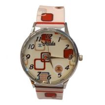 Relda Ladies Analogue Red Square Dial Pink Silicone Strap Watch 18mm X 10mm
