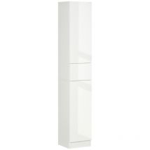 Kleakin High-gloss White Tall Bathroom Cabinet - Adjustable Shelves