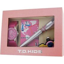 Time Design Pink Pilot Watch, Badge, Pen & Notebook Gift Set