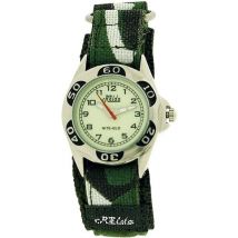 Relda Kids Green Camouflage Luminous Dial Army Watch - Easy Fasten Strap, Glows In Dark