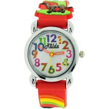 Relda 3d Zoo Animals Analogue Children's Watch - Red Silicone Strap