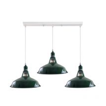Ledsone 3-light Industrial Pendant Ceiling Fixture - White/green, 3 X 95cm Adjustable Cords
