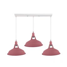 Ledsone 3-light Pendant Ceiling Fitting - White & Pink, Three 95cm Adjustable Pendants, E27 Barn-slotted Metal