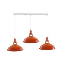 Ledsone Metal Trio Pendant Lights - 3 X E27 95cm Adjustable Cable - White/orange