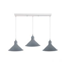 Ledsone Grey Metal 3-light Pendant Fitting - 3 X 95cm Adjustable Cables, E27 Bulbs (max 60w)