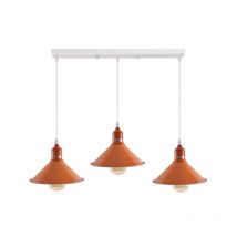 Ledsone Industrial Vintage 3-light Pendant Fitting - Orange, 95cm Adjustable Cables, E27