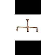 Ledson Brushed Copper Industrial Water Pipe Pendant Light 3 Head 600mm X 230mm E27 Ce Approved