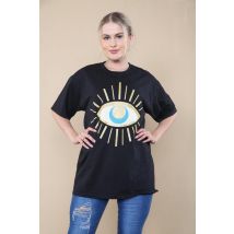 Justdropship Oversized Sequin Eye T Shirt Top - Short Sleeves