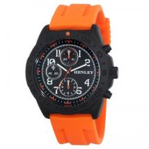 Henley Men's Black Dial Orange Accent Sports Silicone Strap Watch 18mm X 10mm