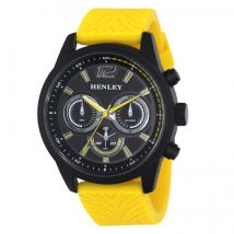 Henley Black Dial Multi Eye Sports Watch - Large Yellow Silicone Strap