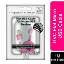 Gvc 1 Metre Flat Micro Usb Cable - Hot Pink | Sync & Charge, Tangle-free