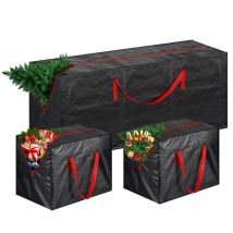 Vinsani Christmas Bauble Storage Bags Set Of 3 - Black