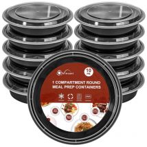 Vinsani 10pk Round Meal Prep Containers - Single Compartment, Leak-resistant Lids