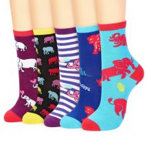 Vinsani Elephant Socks 5 Pack - Comfortable & Charming Animal Design