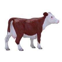 Mojo Fun Hereford Cow Figurine - Realistic Farm Animal Toy