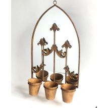 Msl 75cm Rusty Wall Mirror With Triple Planter