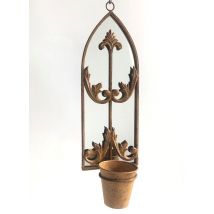 Msl 60cm Rusty Wall Mirror With Single Planter