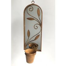 Msl Rusty Wall Mirror With Planter - 56cm