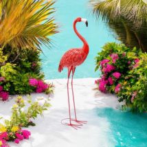 Msl 150cm Pink Metal Flamingo Garden Ornament