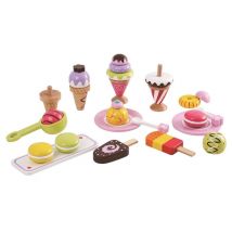 Lelin Wooden Ice Cream Stand With Scoops And Cones - Pretend Play Toy For Ages 3+