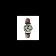 Pelex White Dial Brown Leather Strap Quartz Watch