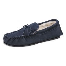 Nordvek Sheepskin Suede Moccasin Slippers - Durable Rubber Sole