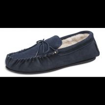 Nordvek Sheepskin Suede Moccasin Slippers With Rubber Sole