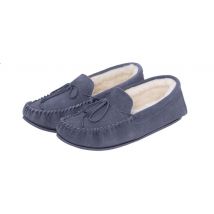 Nordvek Sheepskin Suede Moccasin Slippers With Rubber Sole