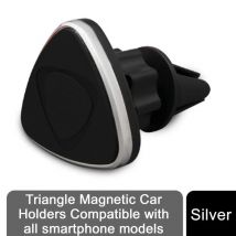 Universal Magnetic Phone Car Mount - Silver, Air Vent Attachment