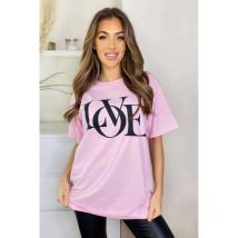 Justdropship Premium Cotton Viscose Oversized Love Print Slogan T-shirt Top
