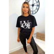 Justdropship Cotton Viscose Oversized Slogan T-shirt Top - Love Print