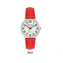 Pelex Big Dial Red Leather Strap Quartz Watch - Unisex
