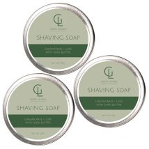 Green Laurels Lemongrass And Lime Shaving Soap Triple Tin Pack - Zesty Fusion, Gentle Formula, Luxurious Lather