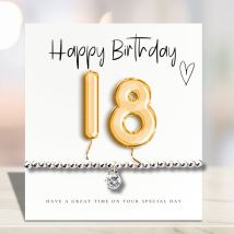 Aye Do Gifts 18th Birthday Gold Balloon Bracelet - 15-20cm Adjustable, Cubic Zirconia Keepsake Gift
