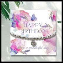 Aye Do Gifts Silver Cubic Zirconia Heart Bracelet 6-8 Inch - Lavender Butterfly Card