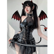 Dark Witch Hollow Sleeveless Christmas Costumes Demon Game Dress Bandage Sexy Lingerie Uniform Halloween Costumes For