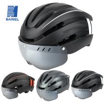 Casque de vélo 4 lentilles visière tête magnétique lentille feu arrière amovible ultra-léger sécurité montagne route vélo casque rechargeable