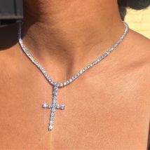 collier croix pendentif diamant complet collier chaîne boîte diamant complet créatif collier brillant