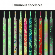 Lacets lumineux fluorescents plats baskets lueur dans le noir impression fleur de cajou Splash encre lacets de chaussures pour femme homme